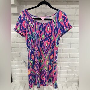 Lily Pulitzer Tammy T-shirt Dress Size Medium SPF 50 Geometric backyard bbq